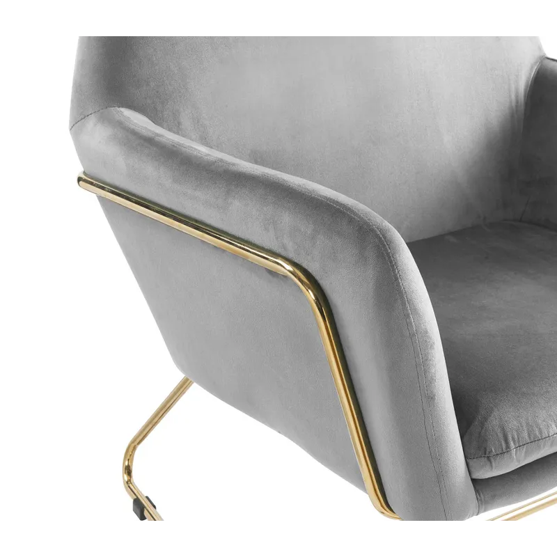 Keira - Velvet Accent Chair With Metal Base - Gray