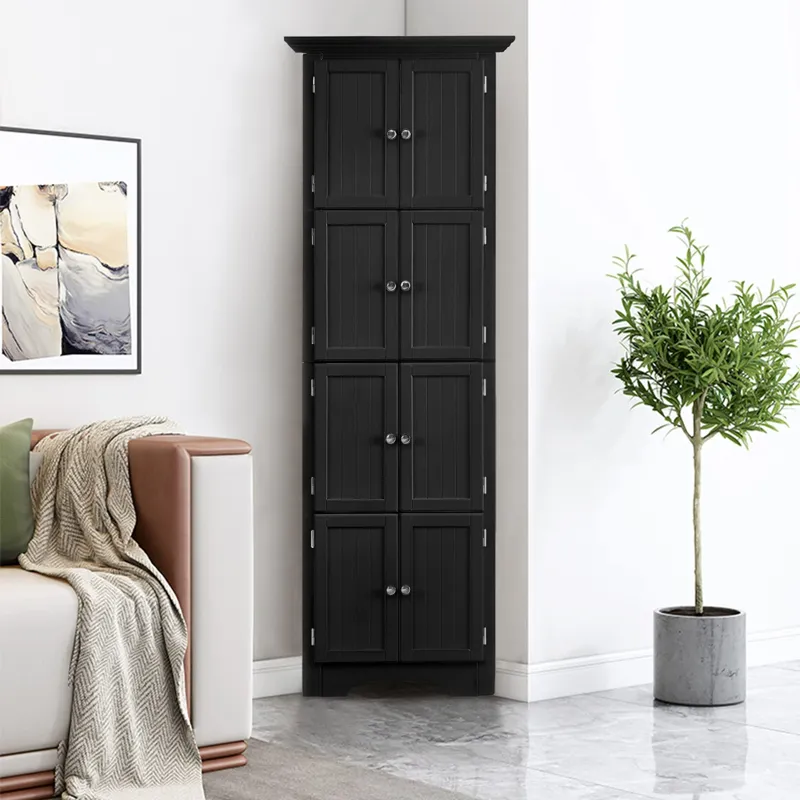 Tall Storage Cabinet With Doors And 4 Shelves For Living Room, Kitchen, Office, Bedroom, Bathroom, M
