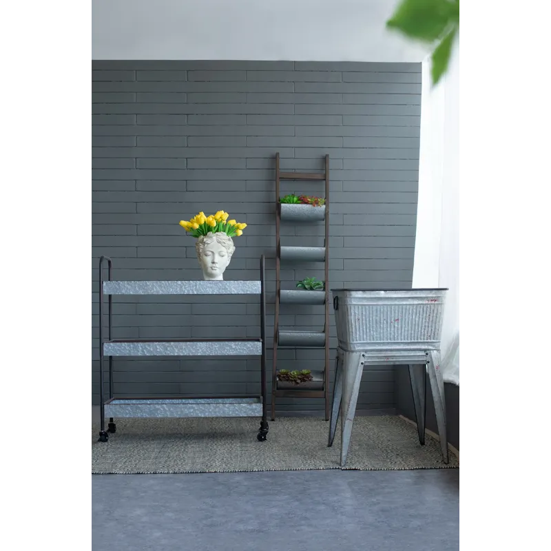 Homestead Galvanized Shelf Display 3 Tier - Metallic Gray