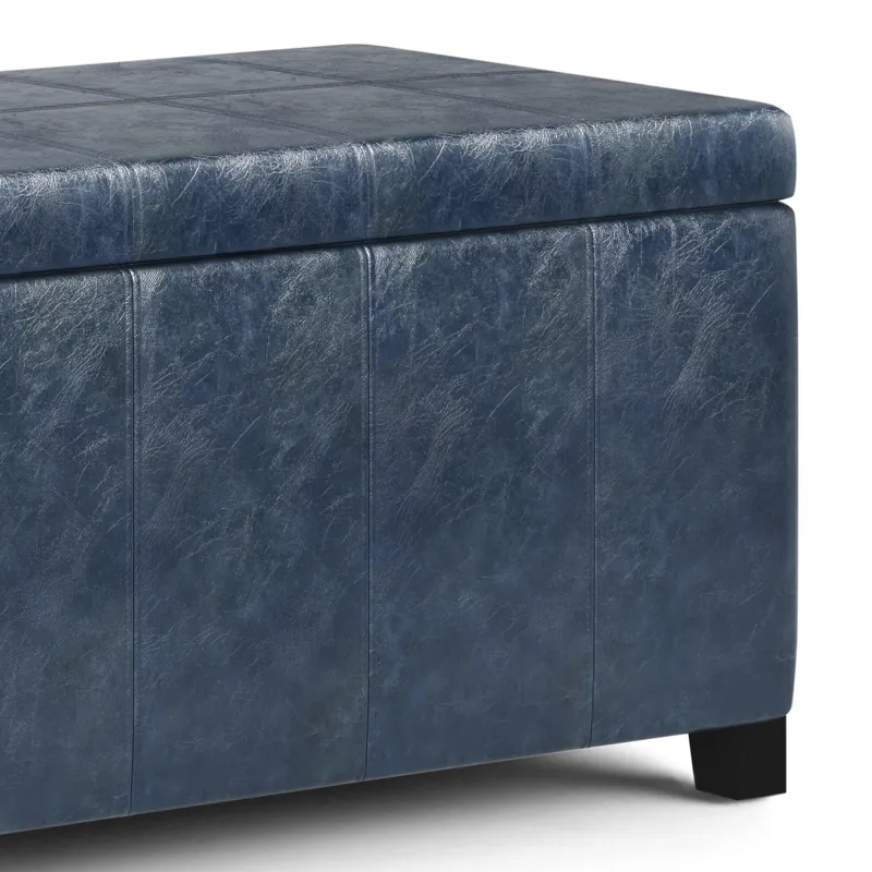 Dover - Storage Ottoman Bench - Denim Blue