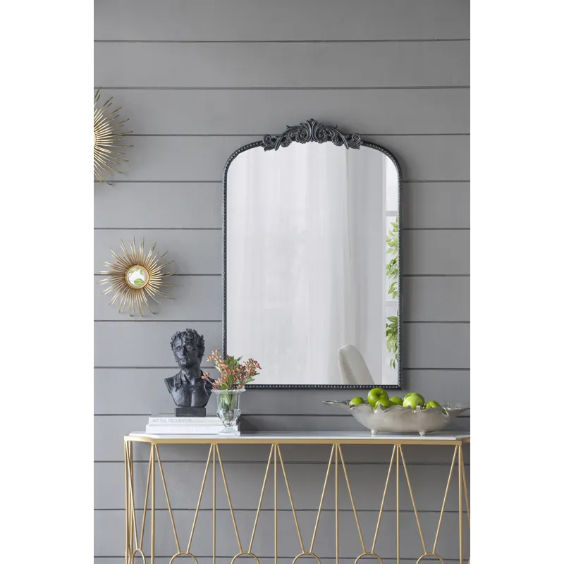 Classic Design Mirror With And Baroque Inspired Frame For Bathroom, Entryway Console Lean Against Wa