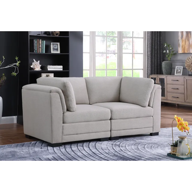 Kristin - Linen Fabric Loveseat - Light Gray