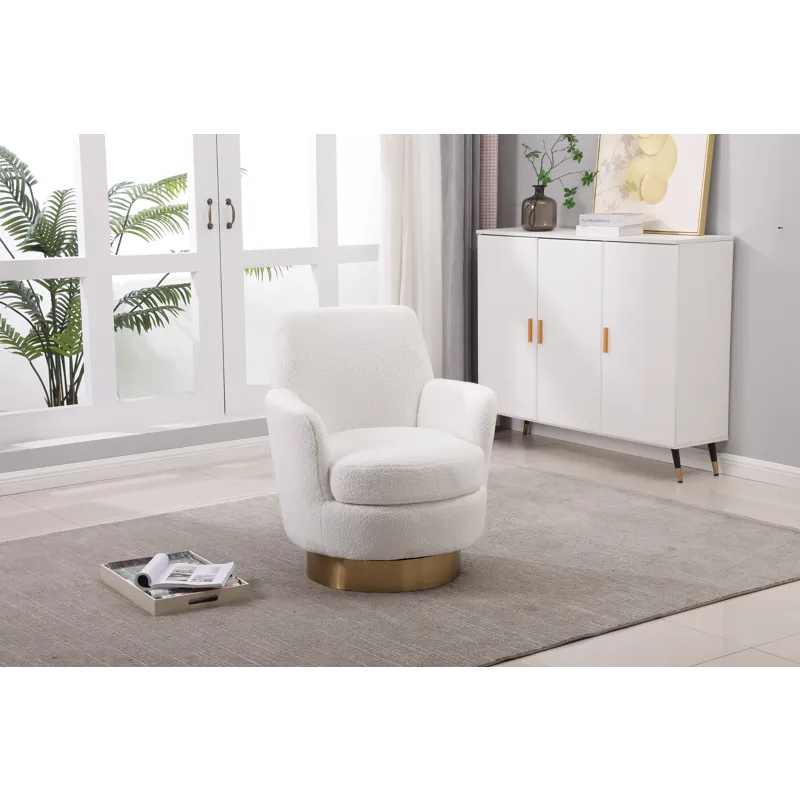 Teddy Swivel Barrel Chair, Swivel Accent Chairs Armchair For Living Room, Reading Chairs For Bedroom