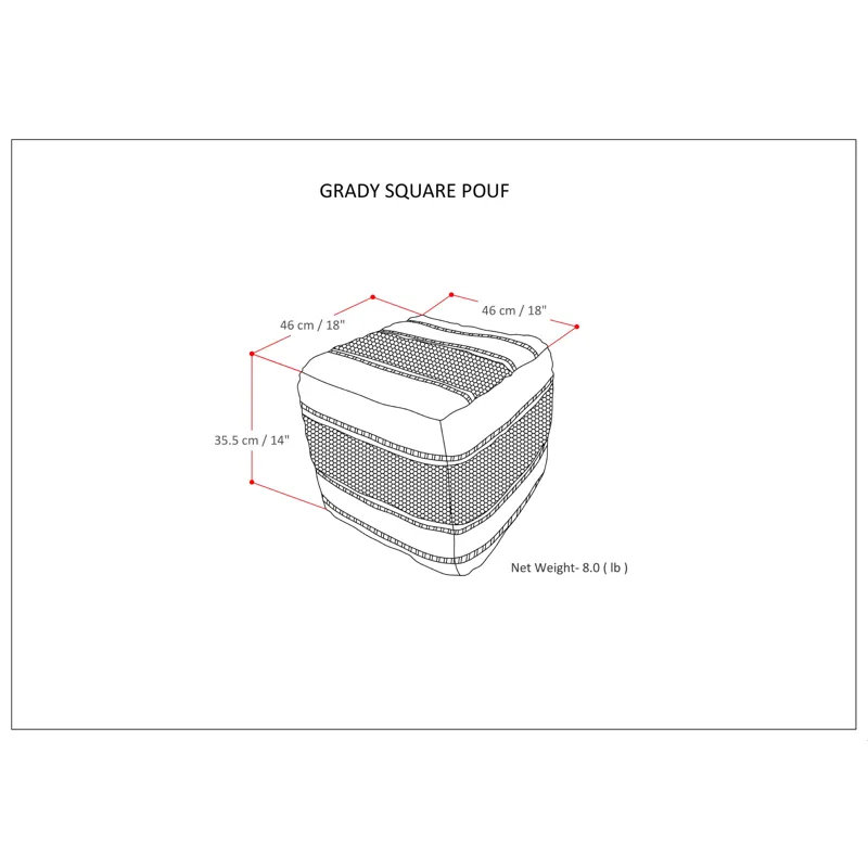 Grady - Square Pouf - Green / Natural