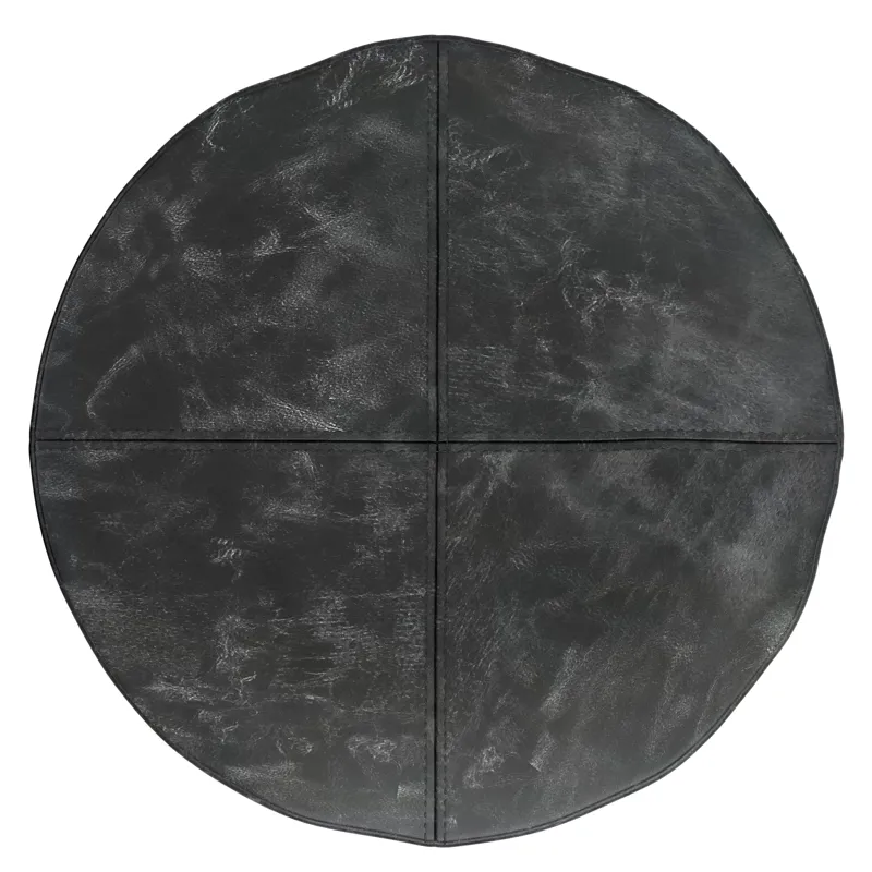 Connor - Round Pouf - Distressed Black
