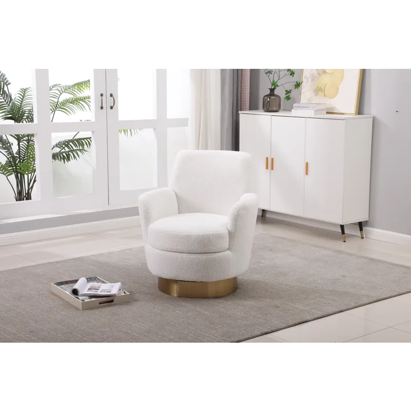 Teddy Swivel Barrel Chair, Swivel Accent Chairs Armchair For Living Room, Reading Chairs For Bedroom