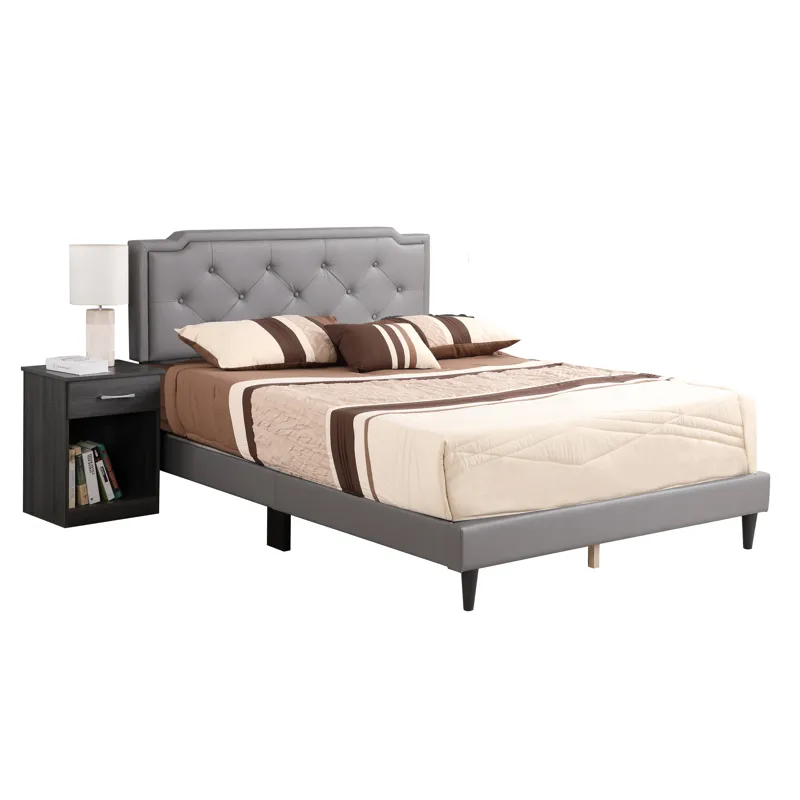 Deb - G1112-QB-UP Queen Bed (All in One Box) - Light Gray