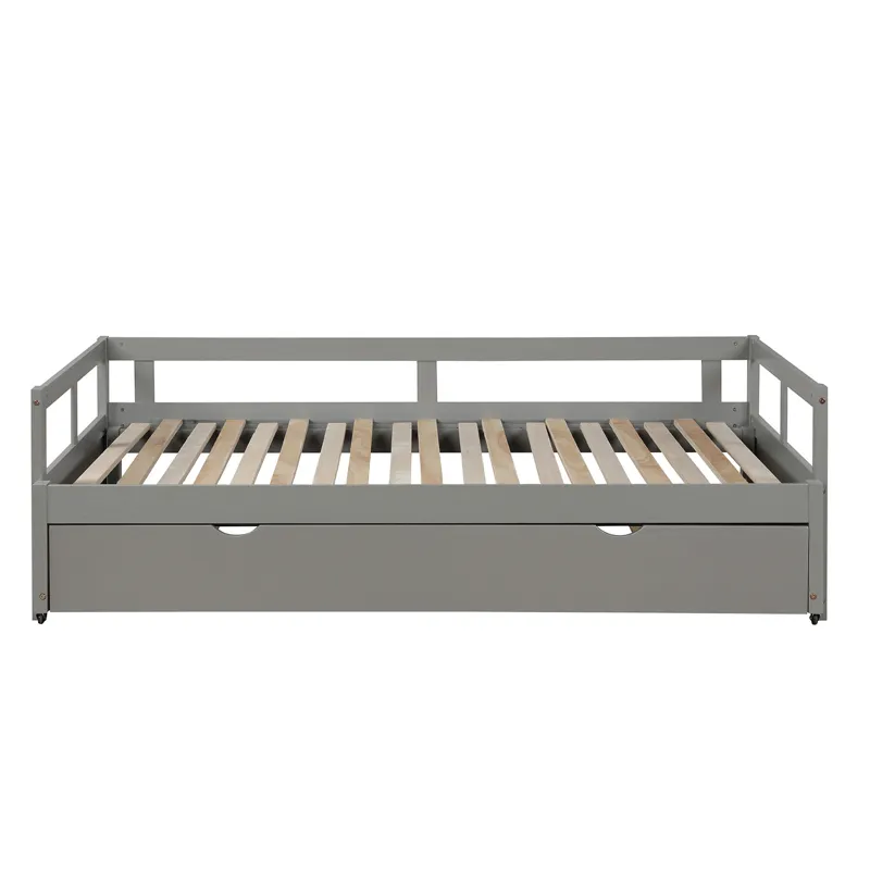 Extending Daybed With Trundle, Wooden Daybed With Trundle - Gray