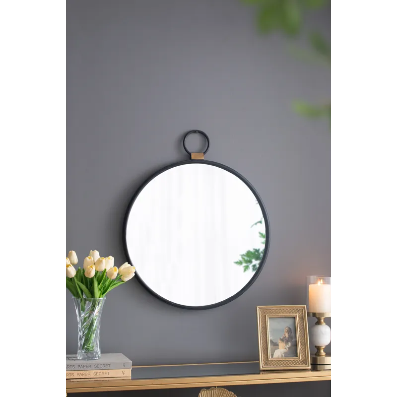 Wall Mirror With Black Frame, Contemporary Minimalist Accent Mirror For Living Room, Foyer, Entryway