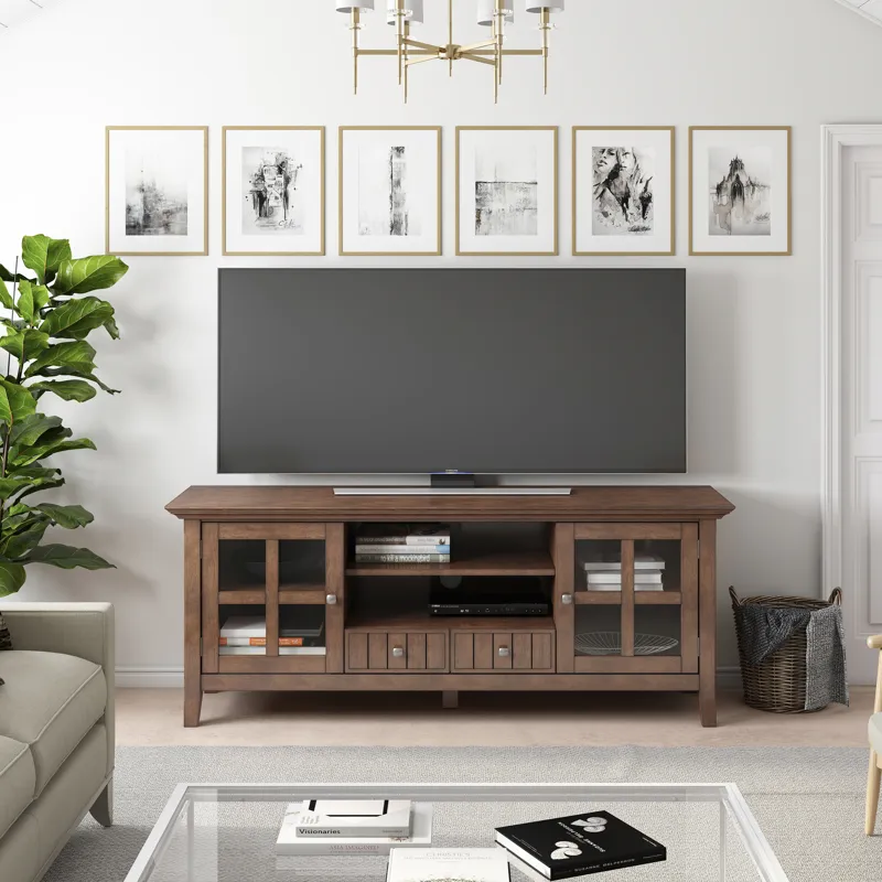 Acadian - 60" TV Media Stand - Rustic Natural Aged Brown
