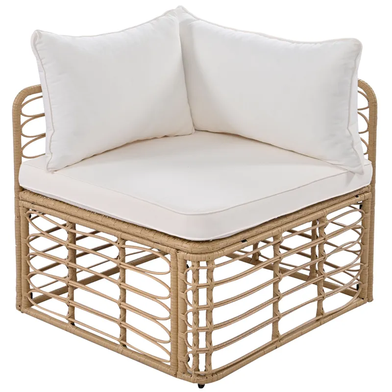 7 Pieces Outdoor Patio Furniture, All-Weather Rattan Sectional Sofa Set With Thick Cushions And Pill