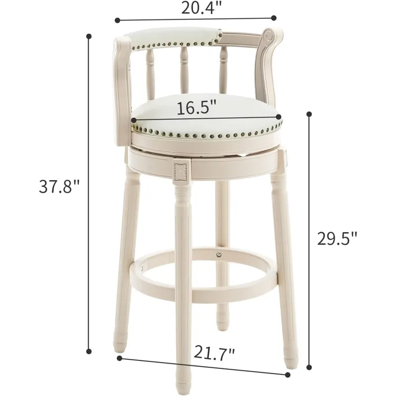 29.5\'\' Leather Wooden Bar Stool - Cream