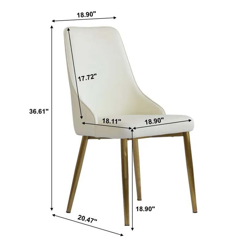 Modern PU Sponge-Filled Dining Chair, Solid Wood Metal Legs, Suitable For Restaurants, Living Rooms 