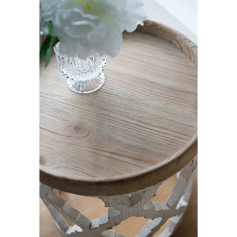 Large Distressed Side Table - White