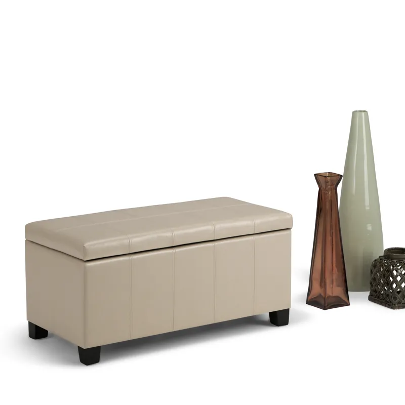 Dover - Storage Ottoman Bench - Satin Cream