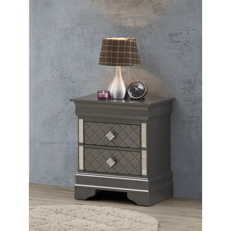 Verona - G6702-N Nightstand - Metalic Black