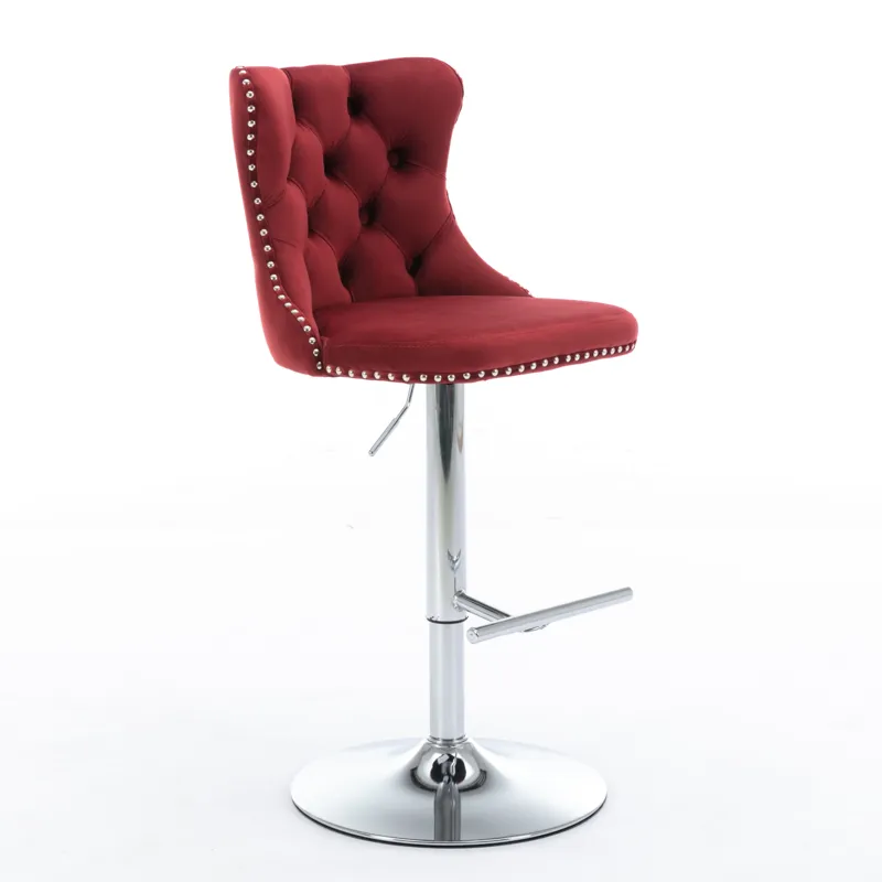 Swivel Velvet Barstools Adjusatble Seat Height From 25-33\", Chrome Base Bar Stools With Backs Comfo
