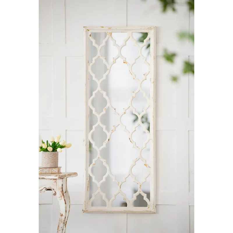 Distressed Floor Mirror, Full Body Mirror For Bathroom Bedroom Living Room - White