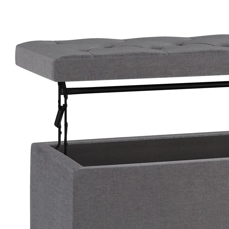Hamilton - Lift Top Rectangular Storage Ottoman - Slate Grey