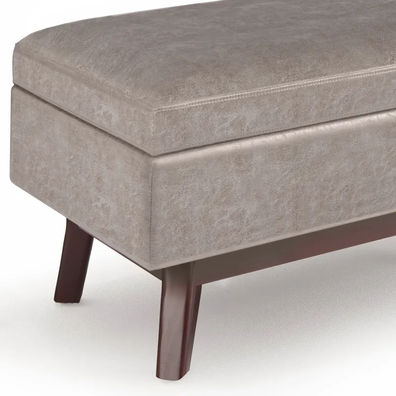 Owen - Small Rectangular Storage Ottoman - Distressed Grey Taupe