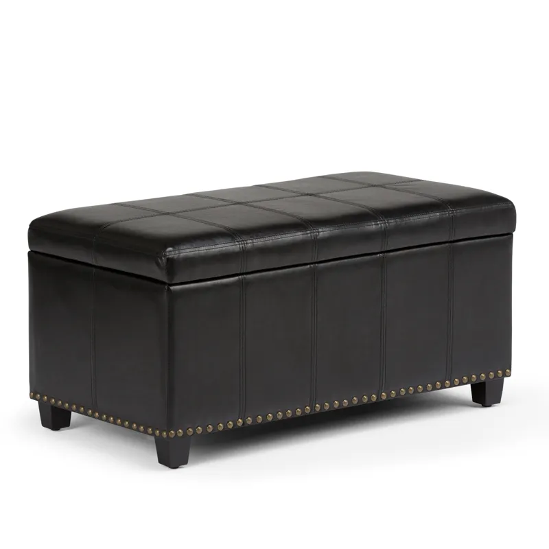 Amelia - Storage Ottoman Bench - Midnight Black