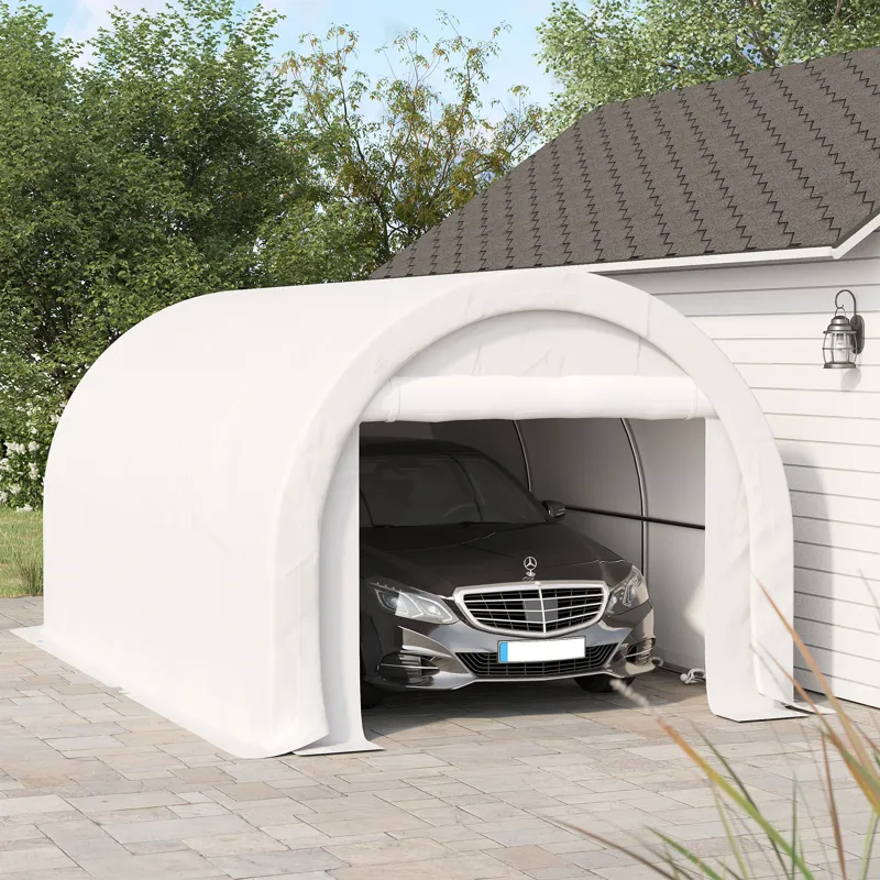 Outsunny - 10\' x 16\' Carport, Heavy Duty Portable Garage Storage Tent With Large Zippered Door, An