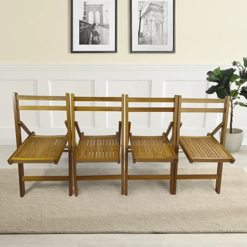 Folding Special Event Chairs, Foldable Style (Set of 4) - Honey