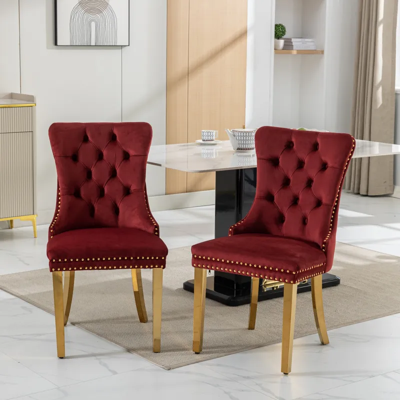 Nikki - Modern, High-End Tufted Solid Wood Contemporary Velvet Upholstered Dining Chair With Golden 