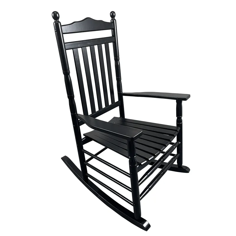 Balcony Porch Adult Rocking Wood Chair - Black