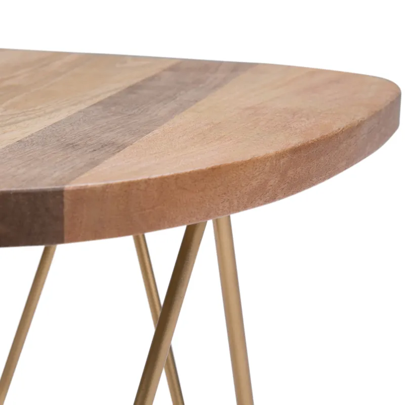 Patrice - Metal and Wood Accent Table - Natural / Gold