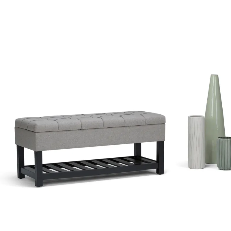 Saxon - Storage Ottoman Bench - Dove Grey