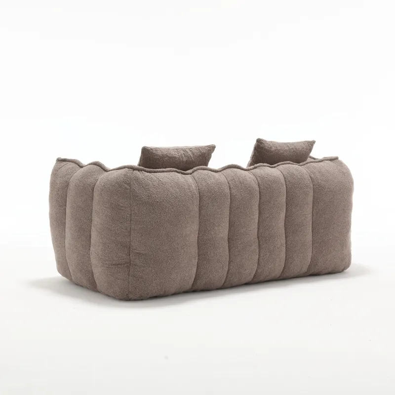 Soft Beanbag Chair With High Resilience Foam Core For Two People - Brown