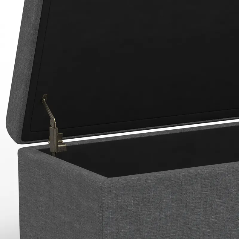 Avalon - Extra Large Storage Ottoman Bench - Slate Grey