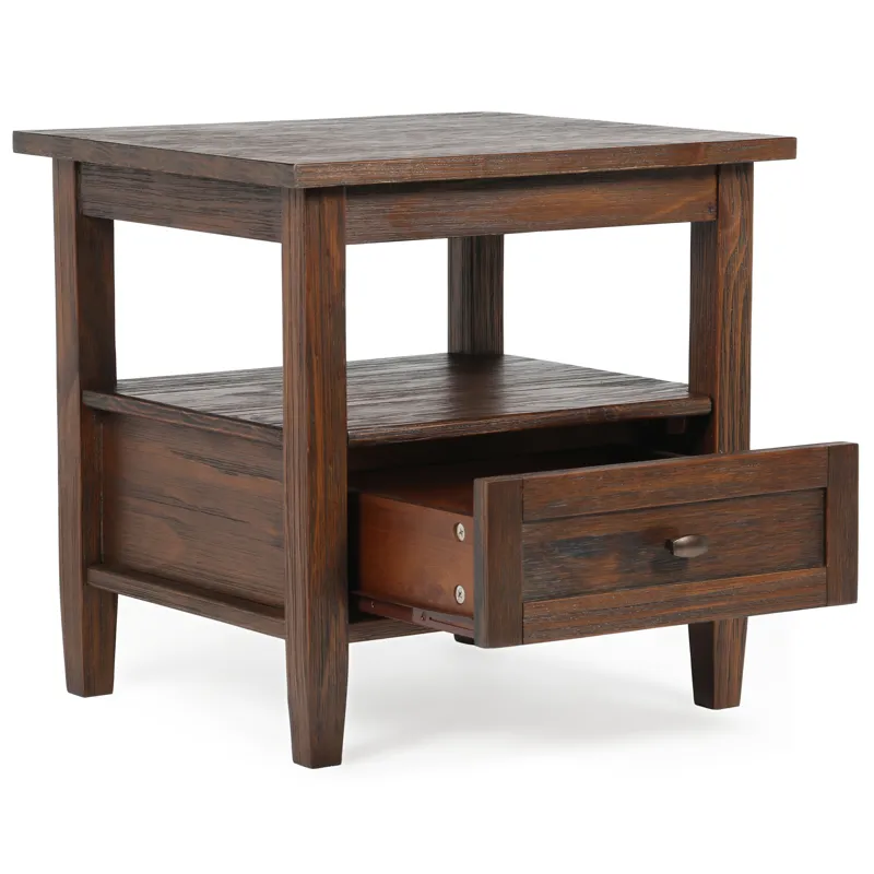 Warm Shaker - End Table - Distressed Charcoal Brown