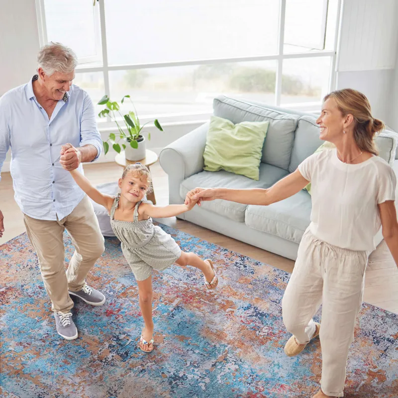 9\' x 12\' Area Rug For Living Room, Washable Rug, Low-Pile, Non-Slip, Non-Shedding, Foldable, Kid &