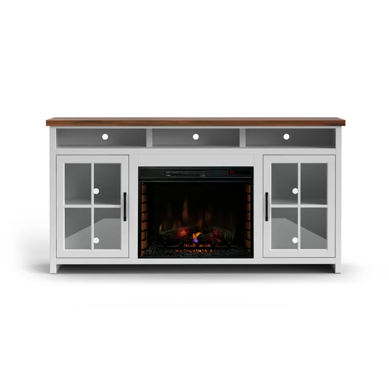 Hampton - 74" Fireplace TV Stand - Jasmine Whitewash / Barnwood