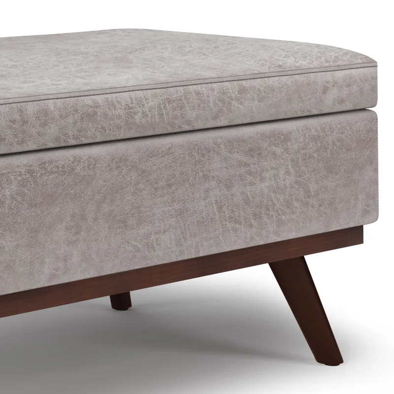 Owen - Lift Top Large Coffee Table Storage Ottoman - Distressed Grey
