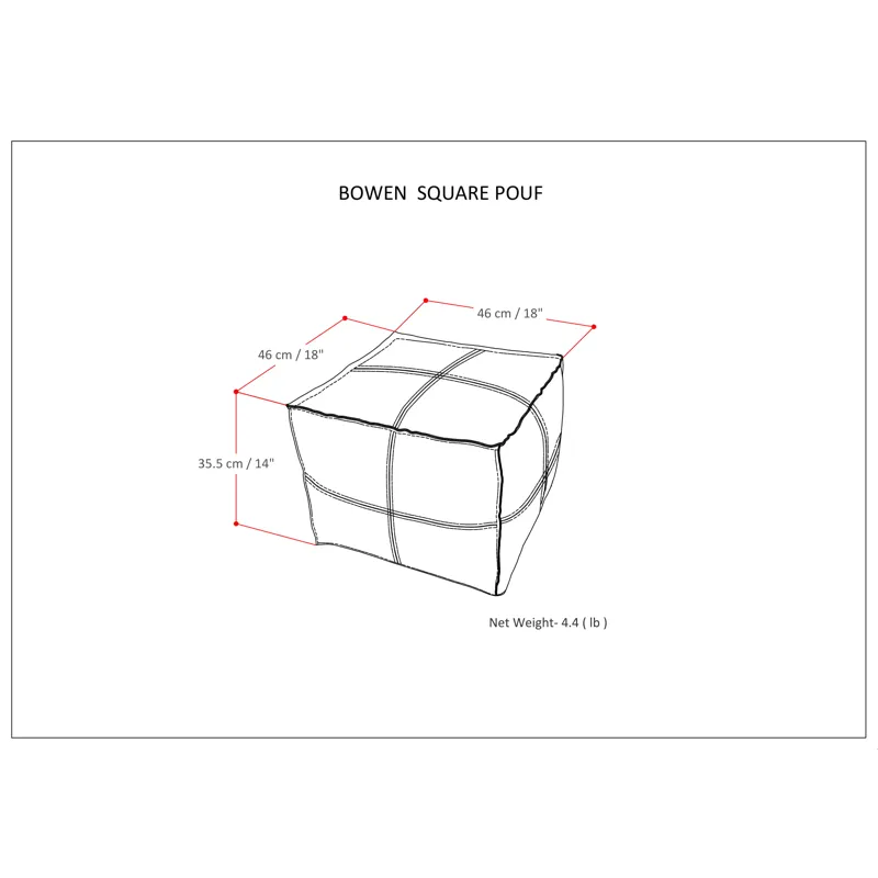 Bowen - Square Pouf - Black