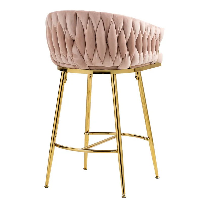 Counter Height Bar Stools (Set of 2) Kitchen Island Counter Bar Stool With Hand-Wave Back, Golden Ch
