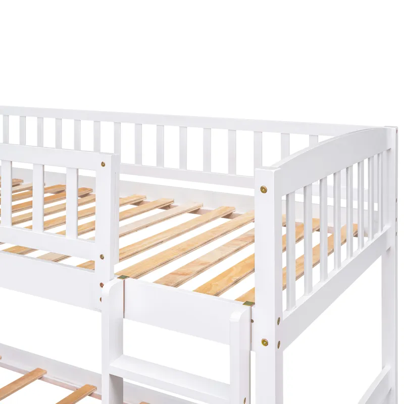 Stairway Twin Over Twin Bunk Bed With Two Drawers And Slide - White