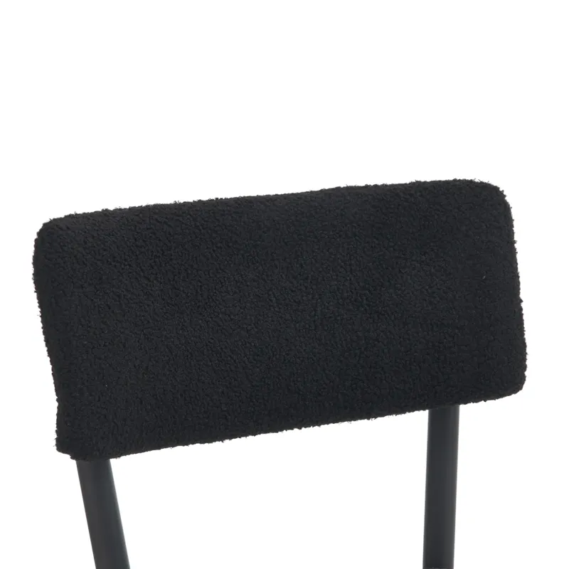 Modern Teddy Fabric Upholstered Bar Stools (Set of 2)- Black