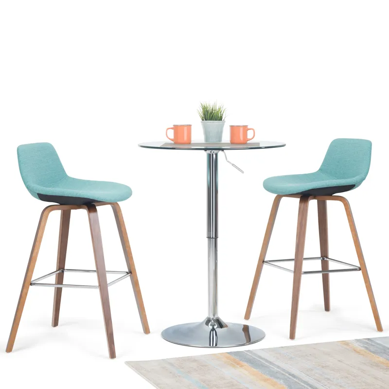 Randolph - Bentwood Counter Height Stool (Set of 2) - Aqua Blue / Dark Brown
