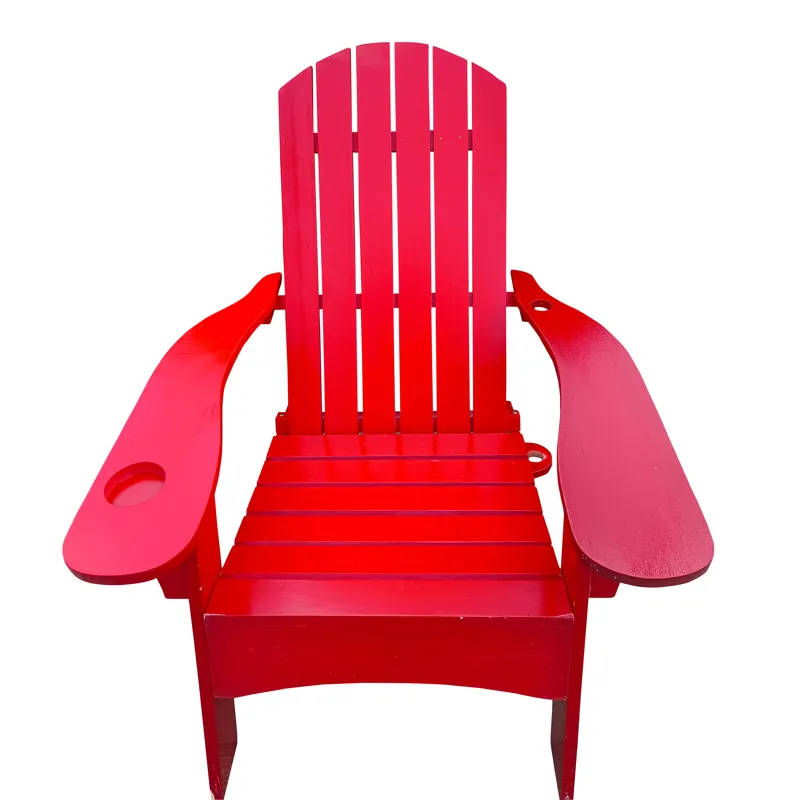 Outdoor Or Indoor Adirondack Chair With An Hole To Hold Umbrella On The Arm - Red