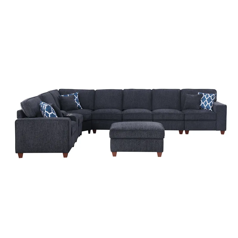 Lily - Sectional Sofa With Ottoman - Black