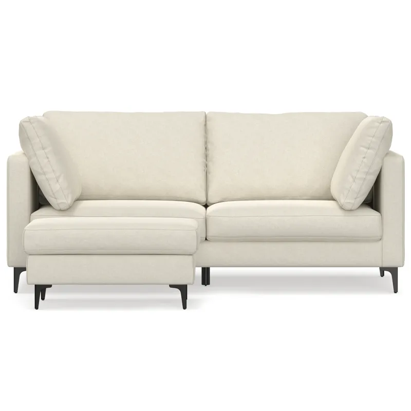 Ava - 76\" Mid Century Sofa with Ottoman Set - Cream