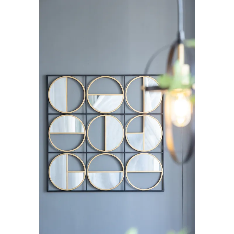 Eclectic Styling Metal Beaded Wall Mirror With Contemporary Design For Bedroom, Liveroom & Entryway 