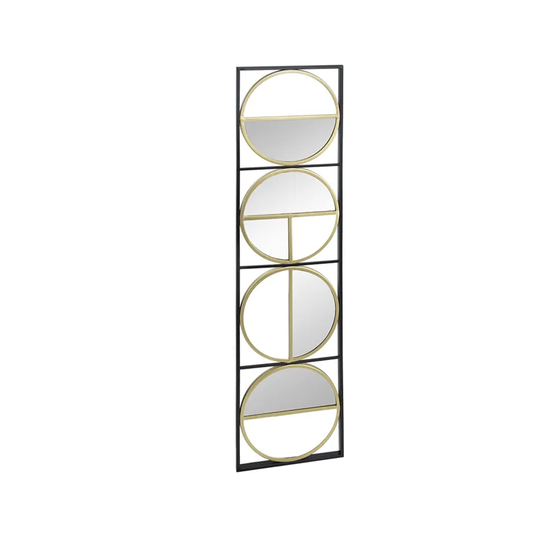 Eclectic Styling Metal Beaded Wall Mirror With Contemporary Design For Bedroom, Liveroom - Golden Bl