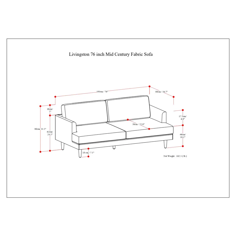 Livingston - 76\" Sofa - Charcoal Grey
