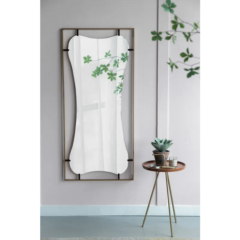 Poppy Mirror With Metal Frame Contemporary Design Wall Decor For Bathroom, Entryway - Golden Black