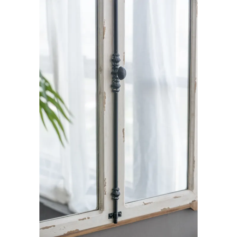 Arch Wood Wall Mirror - Brown Antique White